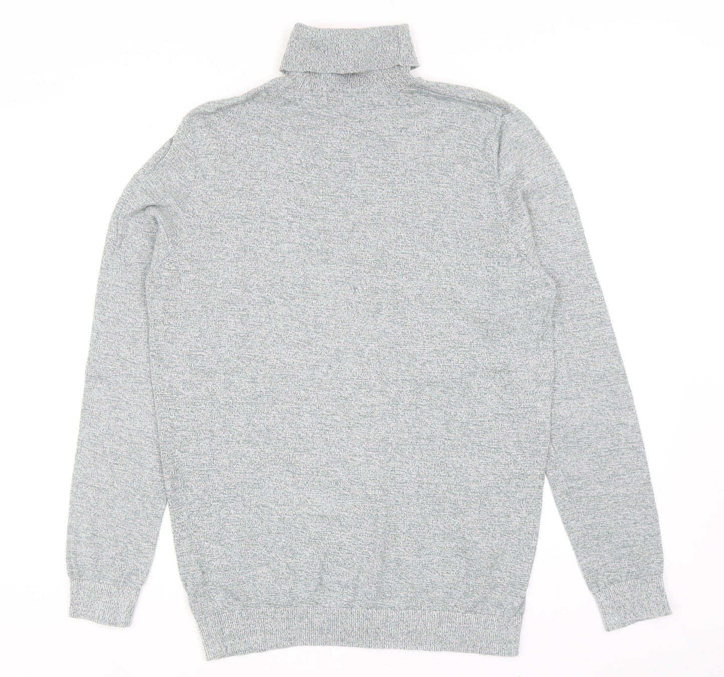 New Look Mens Grey Roll Neck Cotton Pullover Jumper Size M Long Sleeve