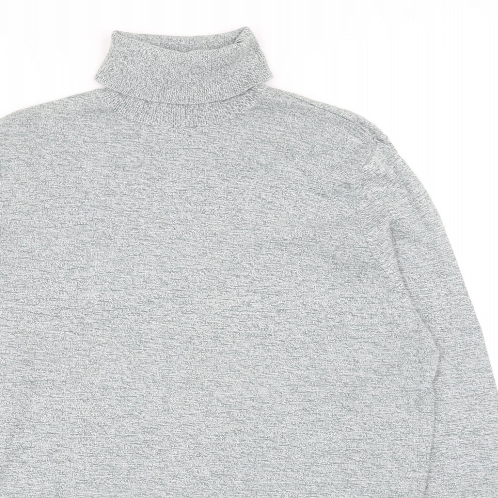 New Look Mens Grey Roll Neck Cotton Pullover Jumper Size M Long Sleeve