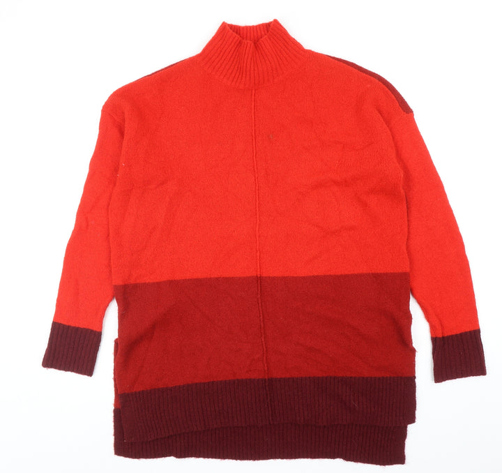 Oasis Womens Red High Neck Acrylic Pullover Jumper Size XS - Colourblock