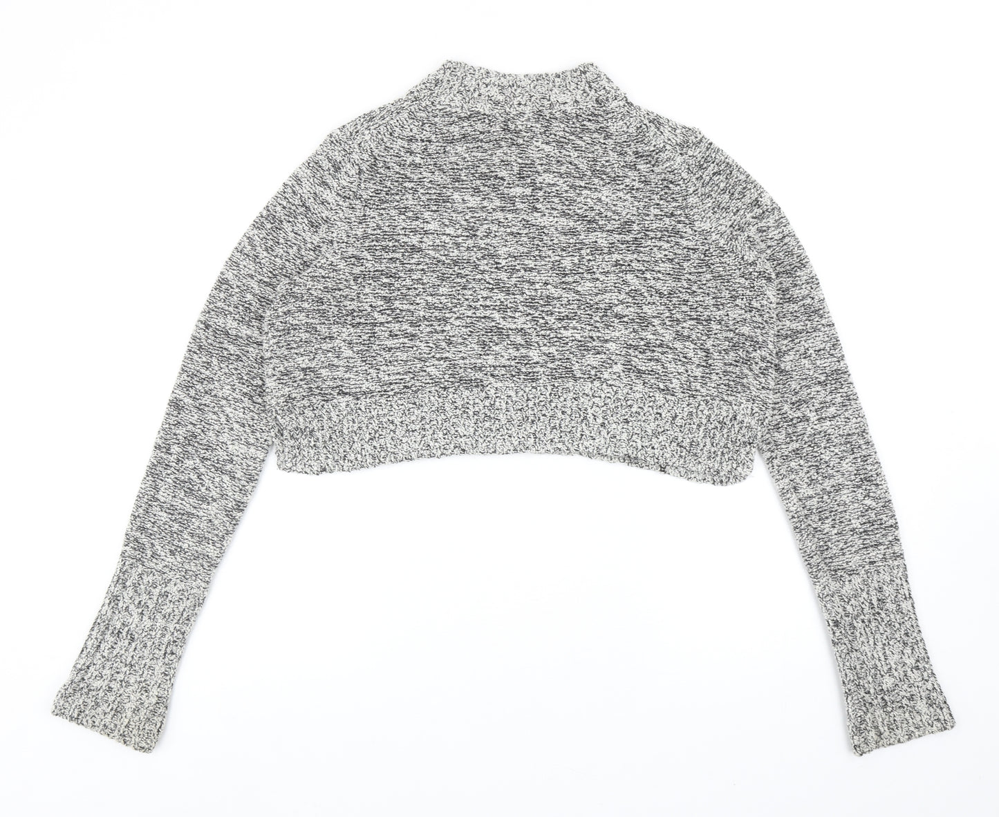 All Saints Womens Grey Mock Neck Cotton Pullover Jumper Size S - Cropped