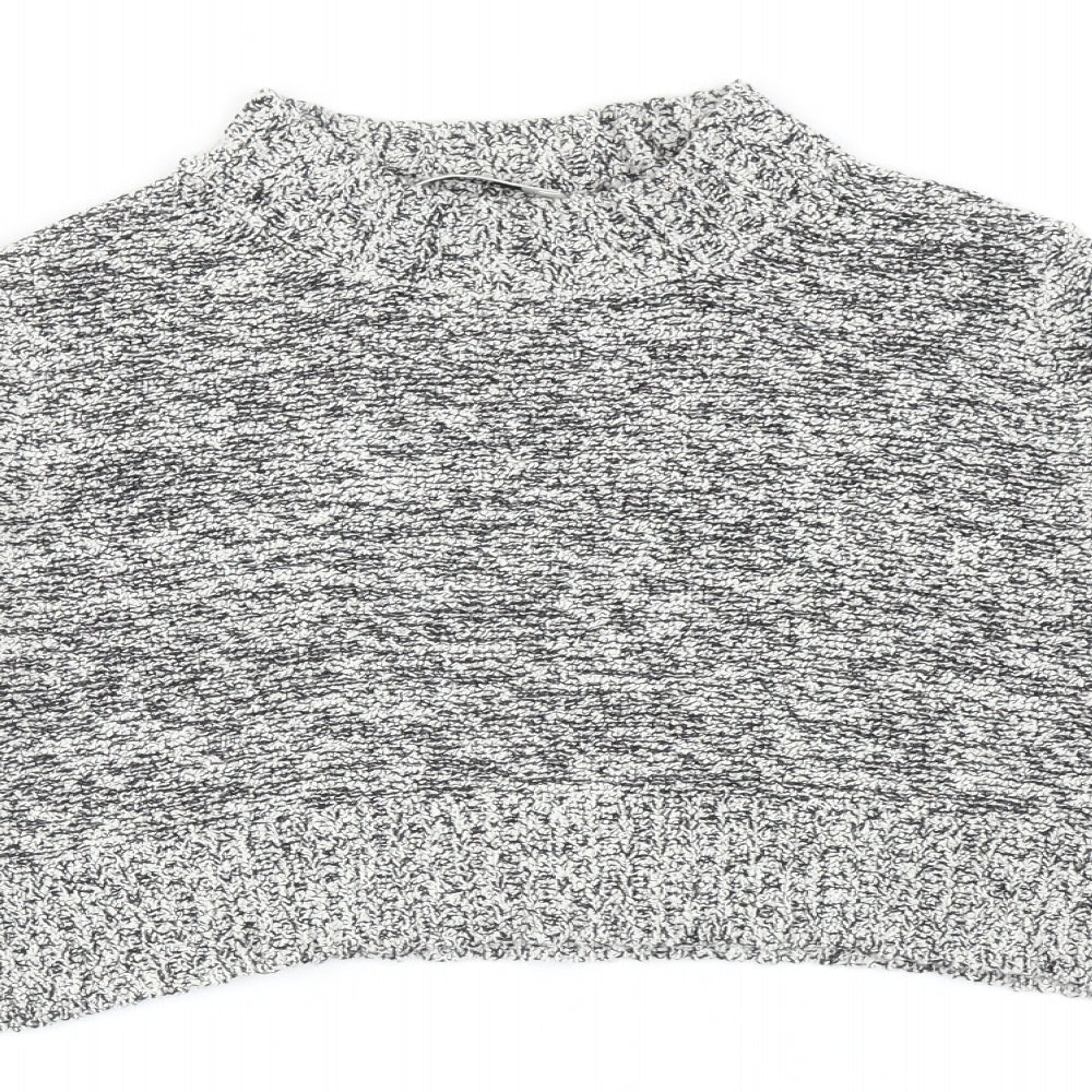 All Saints Womens Grey Mock Neck Cotton Pullover Jumper Size S - Cropped