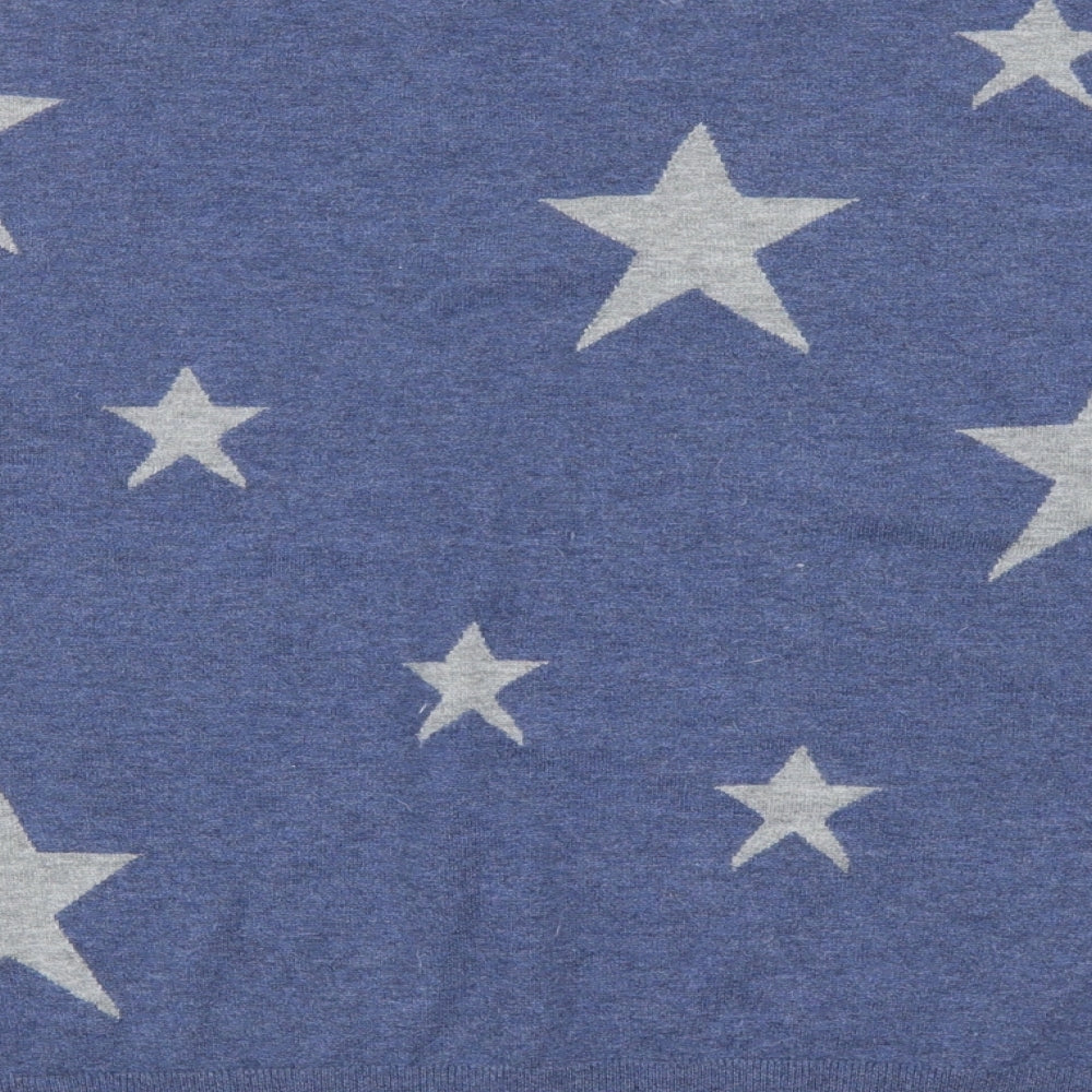 Colour Eighteen Womens Blue High Neck Geometric Polyester Pullover Jumper Size M - Stars