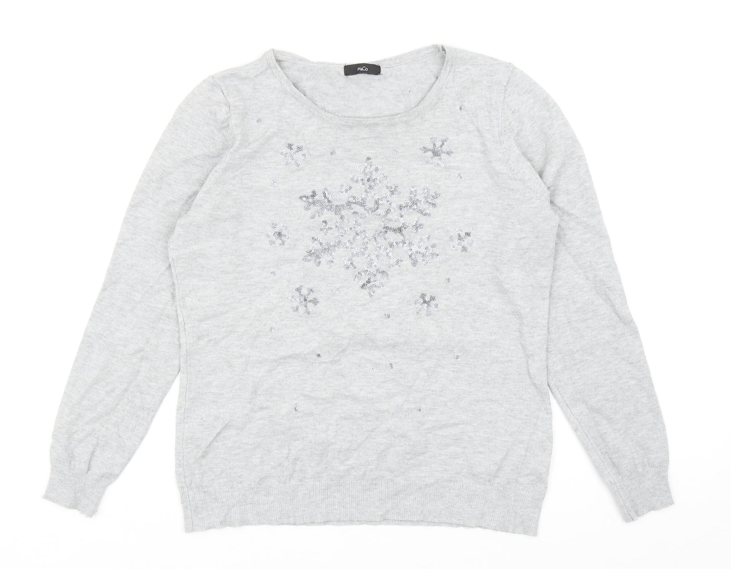 M&Co Womens Grey Round Neck Viscose Pullover Jumper Size 12
