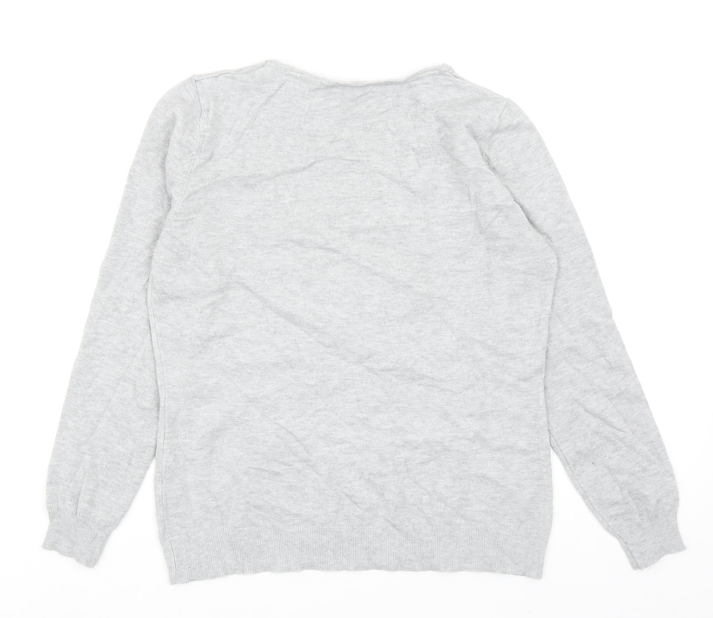M&Co Womens Grey Round Neck Viscose Pullover Jumper Size 12