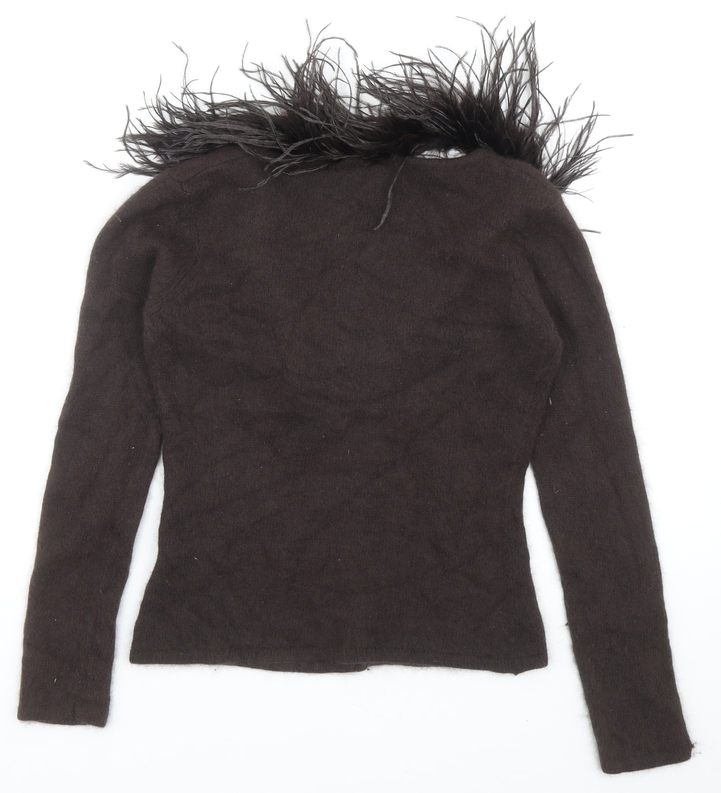 Principles Womens Brown V-Neck Angora Cardigan Jumper Size 8