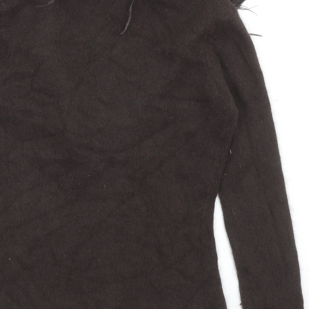 Principles Womens Brown V-Neck Angora Cardigan Jumper Size 8