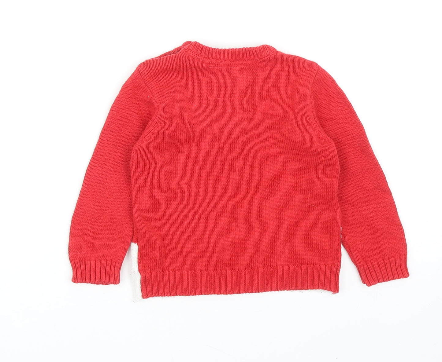 F&F Baby Red Cotton Pullover Jumper Size 9-12 Months Button - Christmas Reindeer