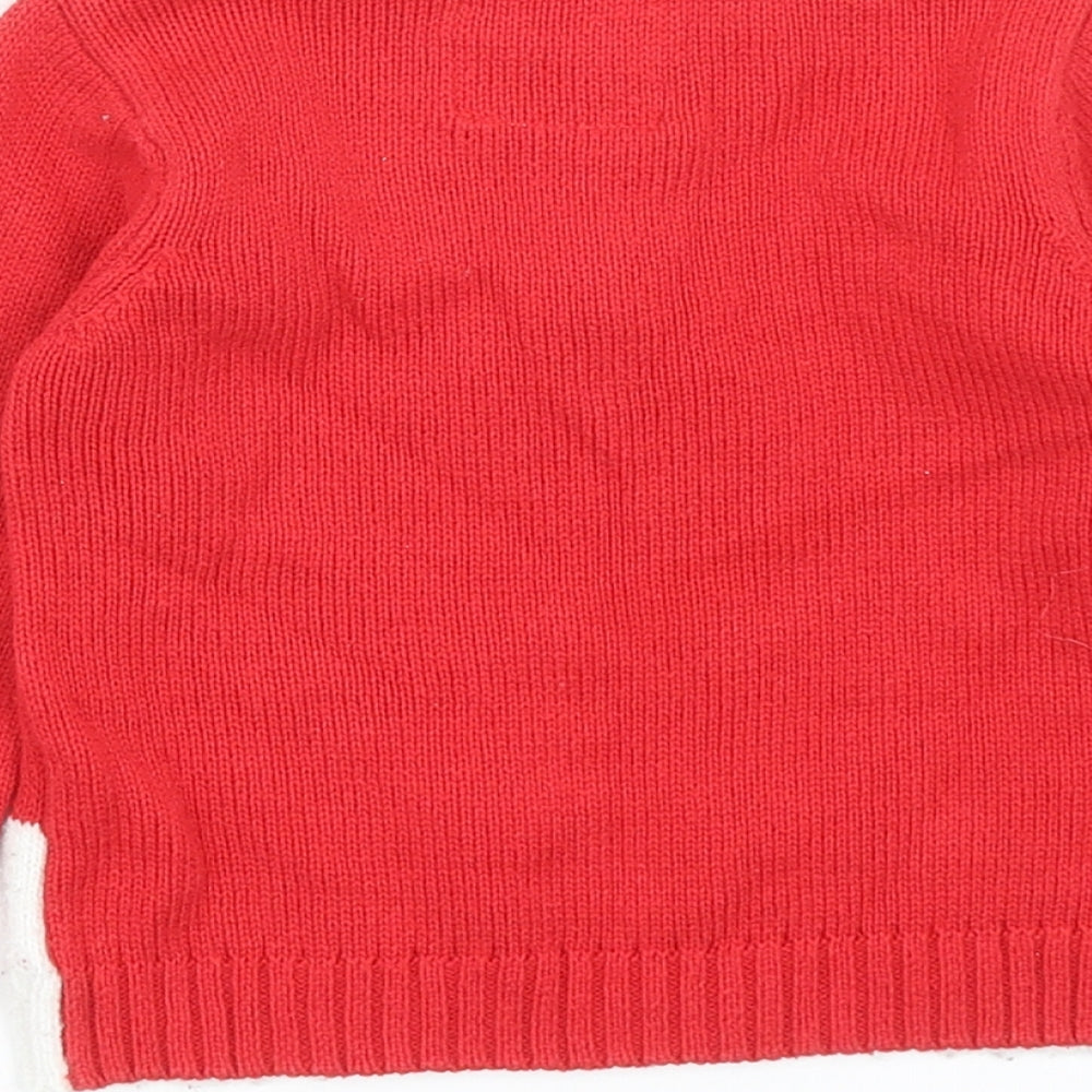 F&F Baby Red Cotton Pullover Jumper Size 9-12 Months Button - Christmas Reindeer