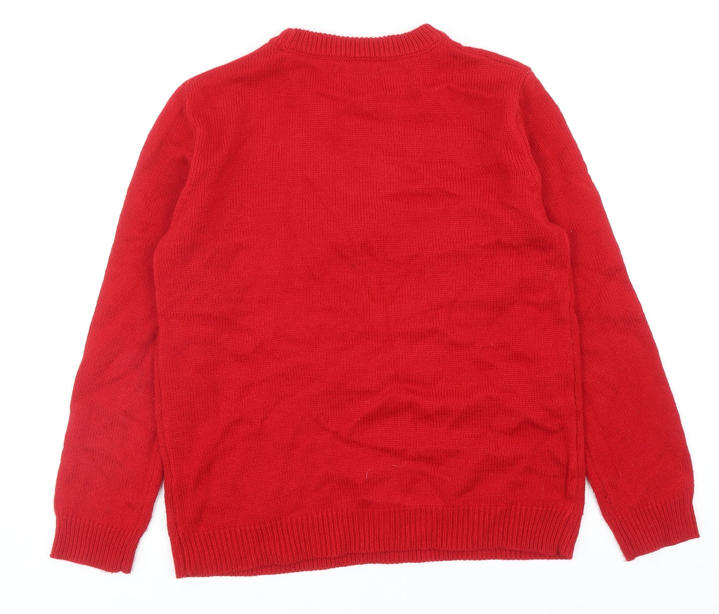 Primark Womens Red Round Neck Acrylic Pullover Jumper Size S - Christmas