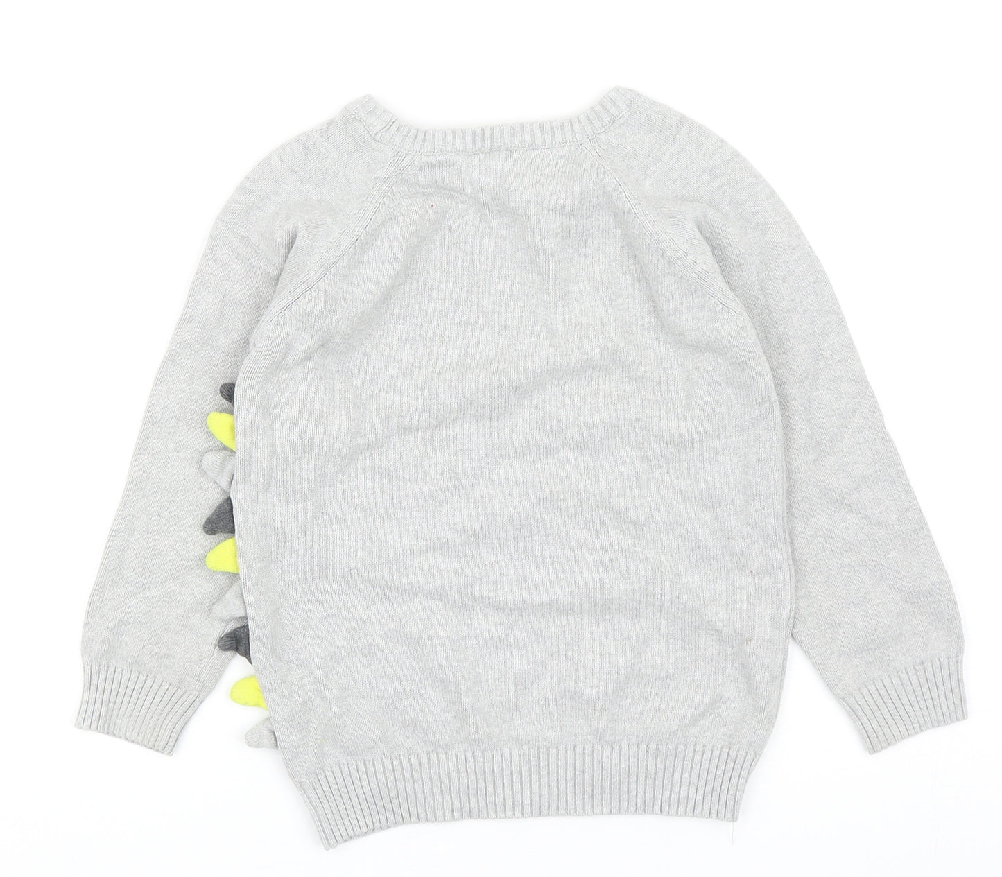 TU Boys Grey Round Neck Cotton Pullover Jumper Size 2-3 Years Pullover - Dinosaur