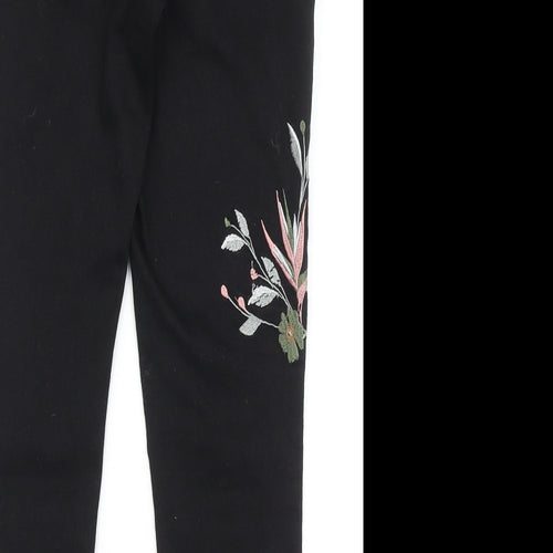 Preworn Womens Black Cotton Skinny Jeans Size 16 Regular Zip - Flower Detail