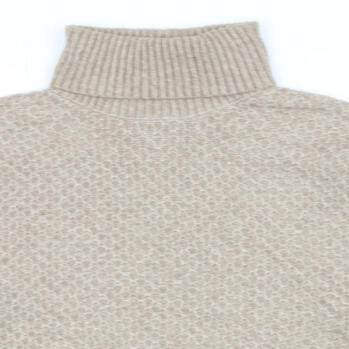 Marks and Spencer Womens Beige Roll Neck Acrylic Pullover Jumper Size L