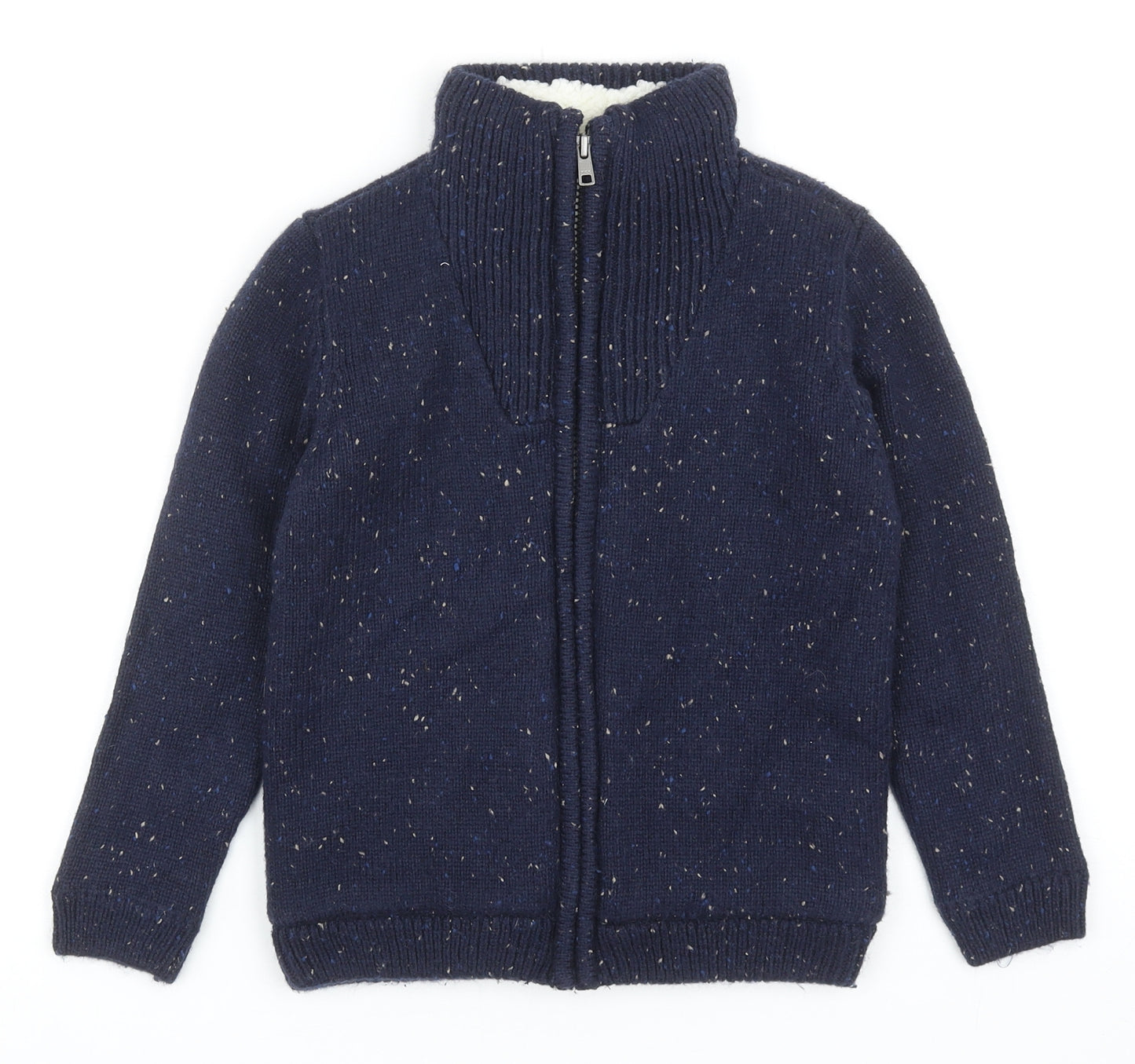 Marks and Spencer Boys Blue High Neck Polyester Full Zip Jumper Size 5-6 Years Zip