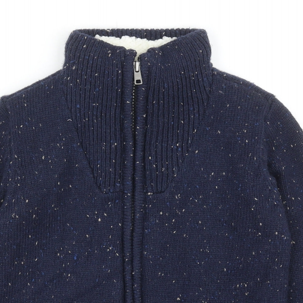 Marks and Spencer Boys Blue High Neck Polyester Full Zip Jumper Size 5-6 Years Zip