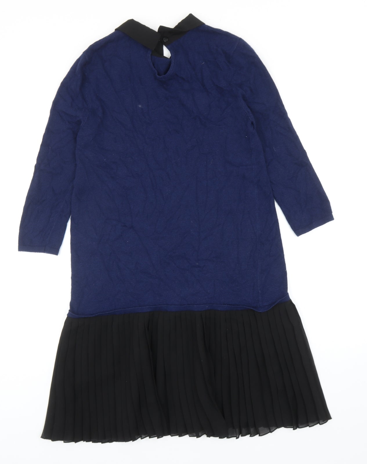 ASOS Womens Blue Colourblock Cotton Jumper Dress Size 10 Collared Button