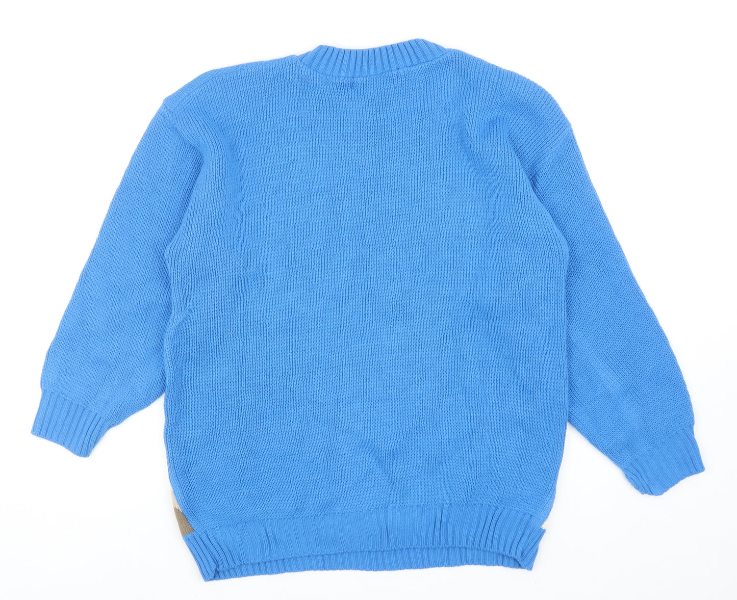 Harmony Womens Blue Round Neck Acrylic Pullover Jumper Size M - Christmas