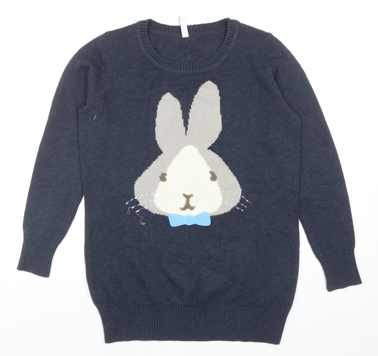 Henry Holland Womens Blue Round Neck Acrylic Pullover Jumper Size 12 - Rabbit