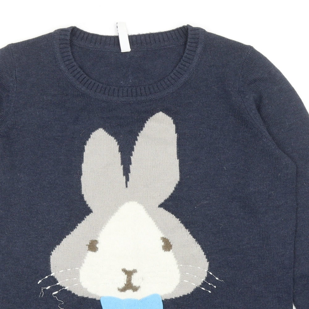 Henry Holland Womens Blue Round Neck Acrylic Pullover Jumper Size 12 - Rabbit