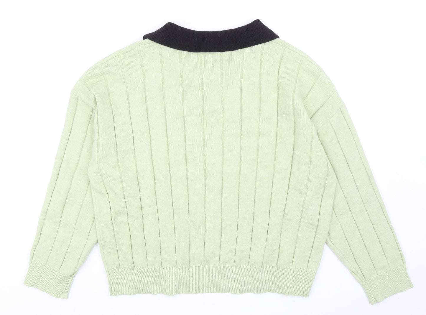 Dazy Womens Green Collared Acrylic Pullover Jumper Size XL