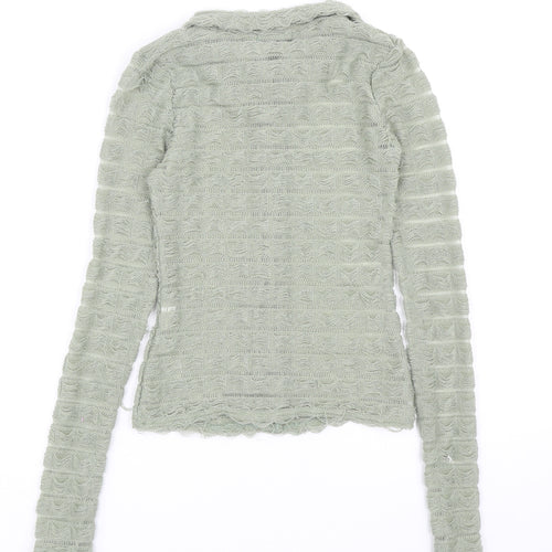 PRETTYLITTLETHING Womens Green Polyester Basic Button-Up Size 4 Collared