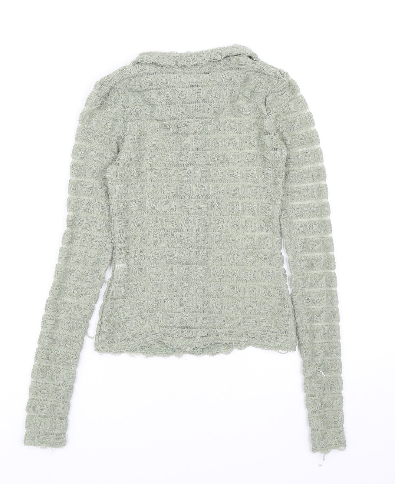 PRETTYLITTLETHING Womens Green Polyester Basic Button-Up Size 4 Collared