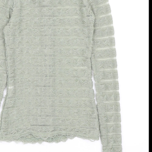 PRETTYLITTLETHING Womens Green Polyester Basic Button-Up Size 4 Collared