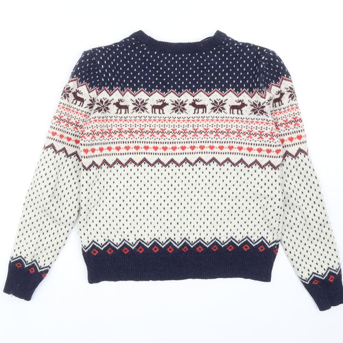 Atmosphere Womens Multicoloured Round Neck Fair Isle Wool Pullover Jumper Size 12