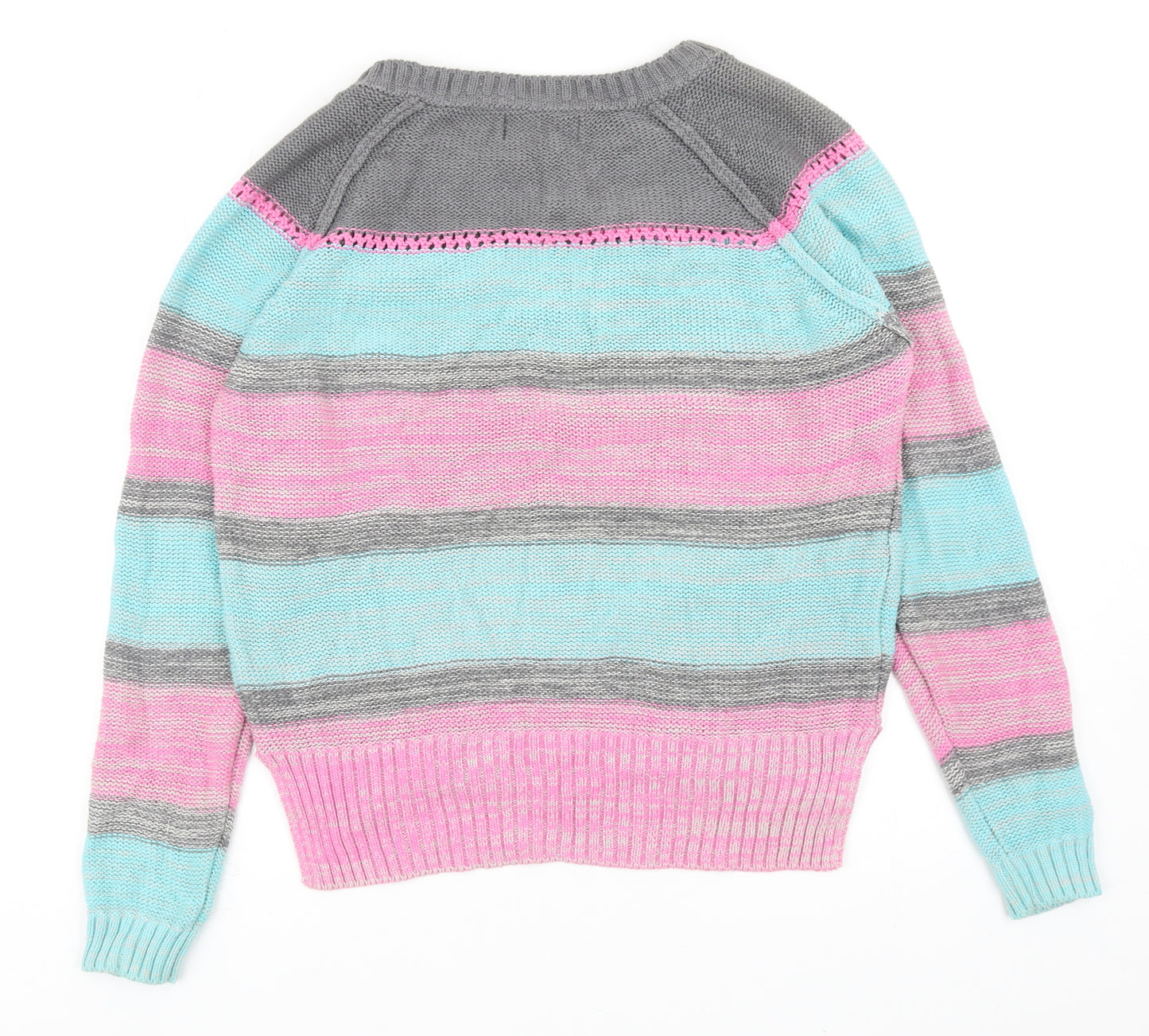 Limited Womens Multicoloured Boat Neck Striped Cotton Pullover Jumper Size 12