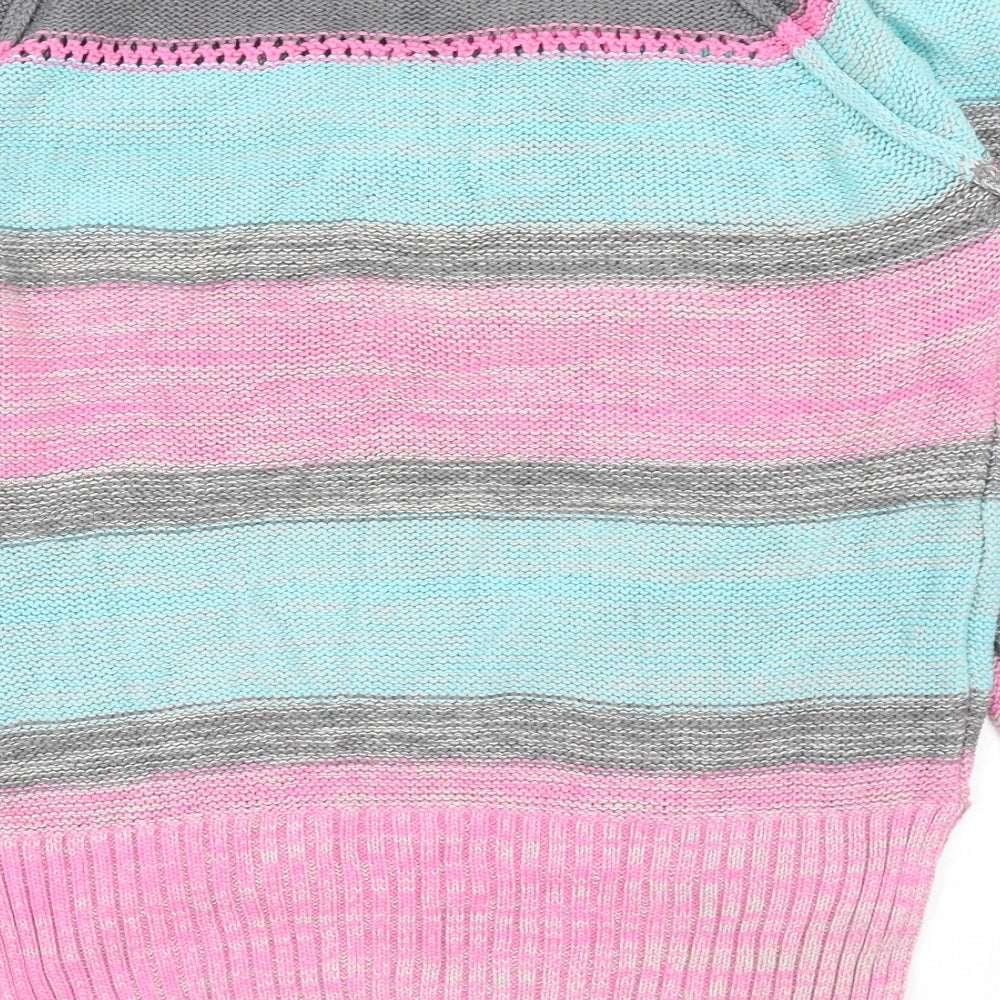 Limited Womens Multicoloured Boat Neck Striped Cotton Pullover Jumper Size 12