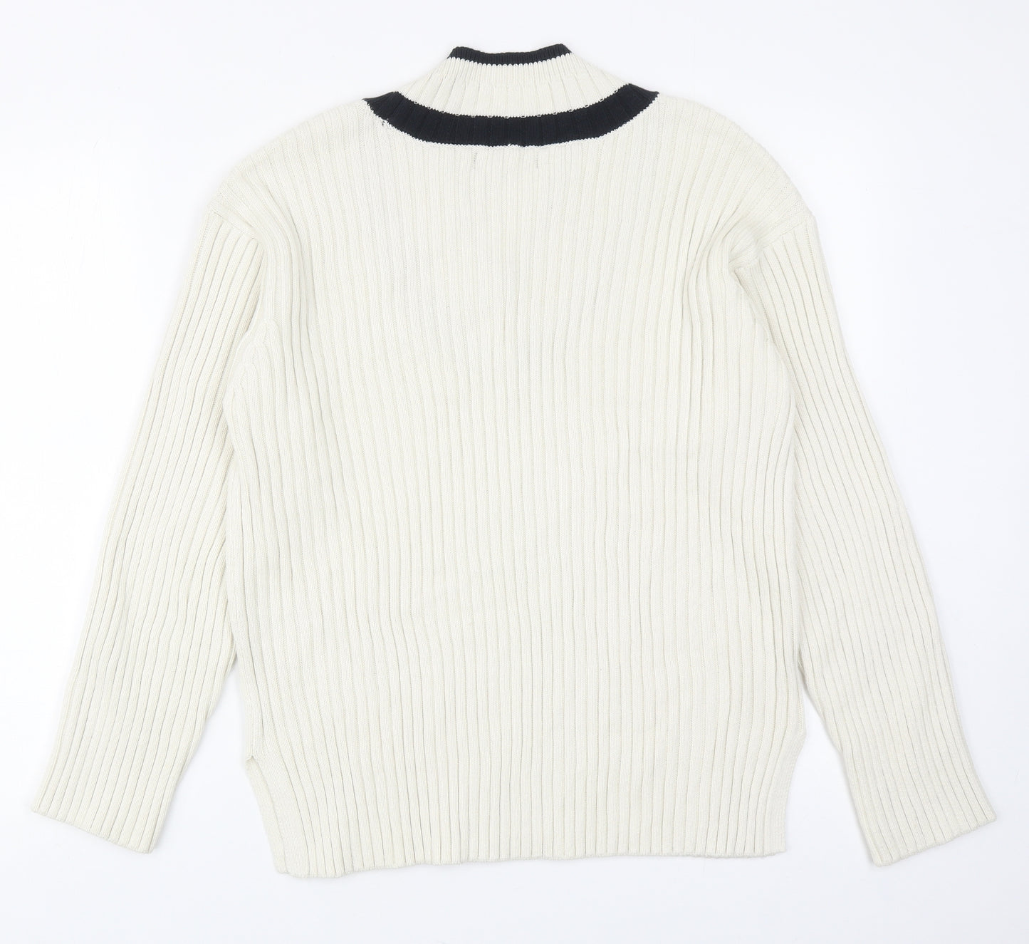 Marks and Spencer Womens Ivory V-Neck Cotton Pullover Jumper Size M