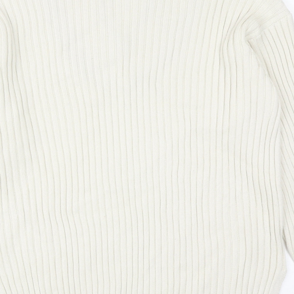 Marks and Spencer Womens Ivory V-Neck Cotton Pullover Jumper Size M