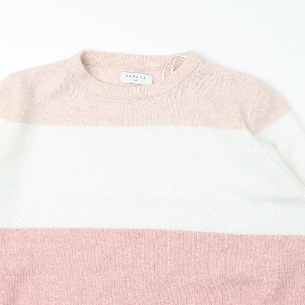 Primark Womens Pink Round Neck Camouflage Polyester Pullover Jumper Size M - Colourblock