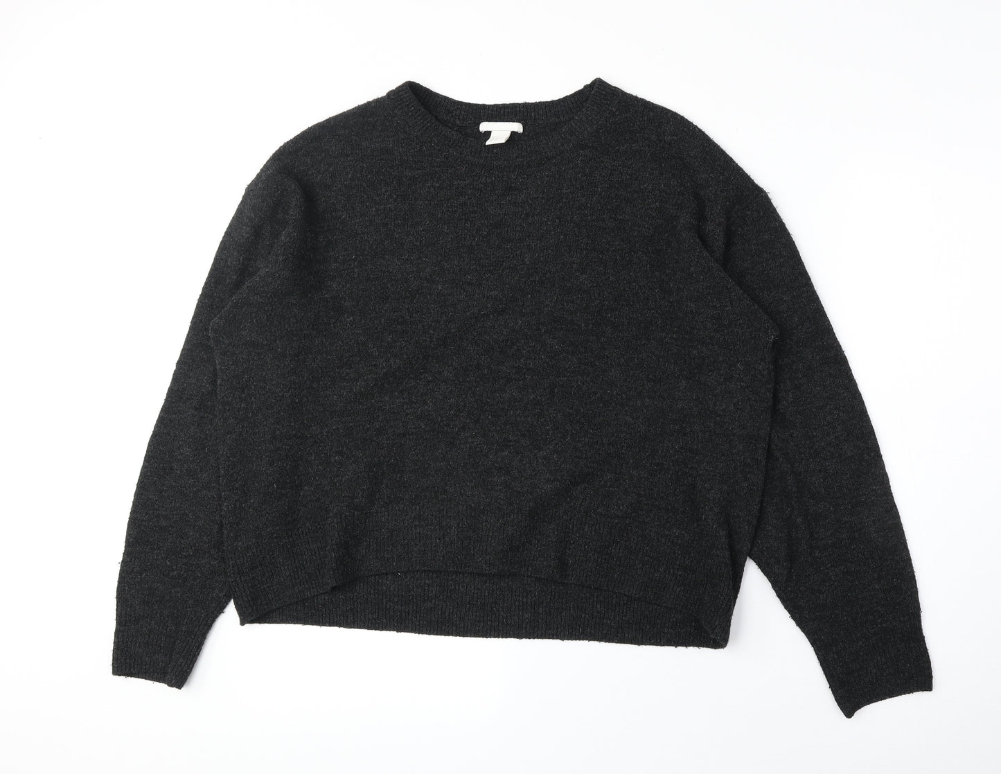 H&M Womens Grey Round Neck Acrylic Pullover Jumper Size S