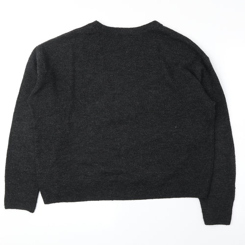 H&M Womens Grey Round Neck Acrylic Pullover Jumper Size S