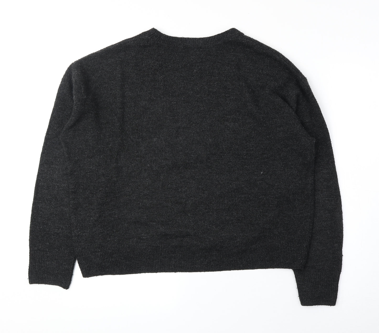 H&M Womens Grey Round Neck Acrylic Pullover Jumper Size S