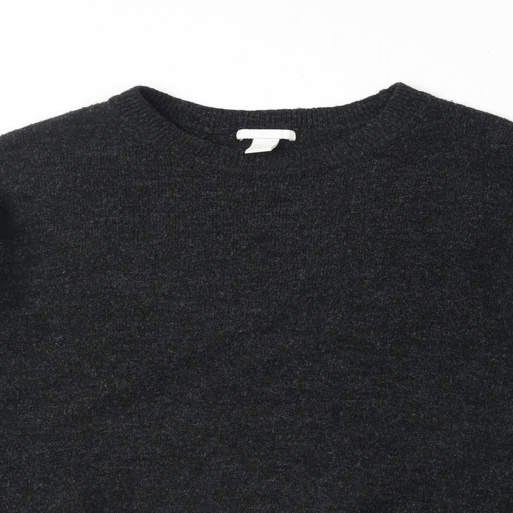 H&M Womens Grey Round Neck Acrylic Pullover Jumper Size S