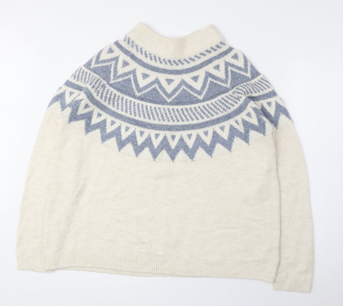Marks and Spencer Womens Ivory High Neck Acrylic Pullover Jumper Size L