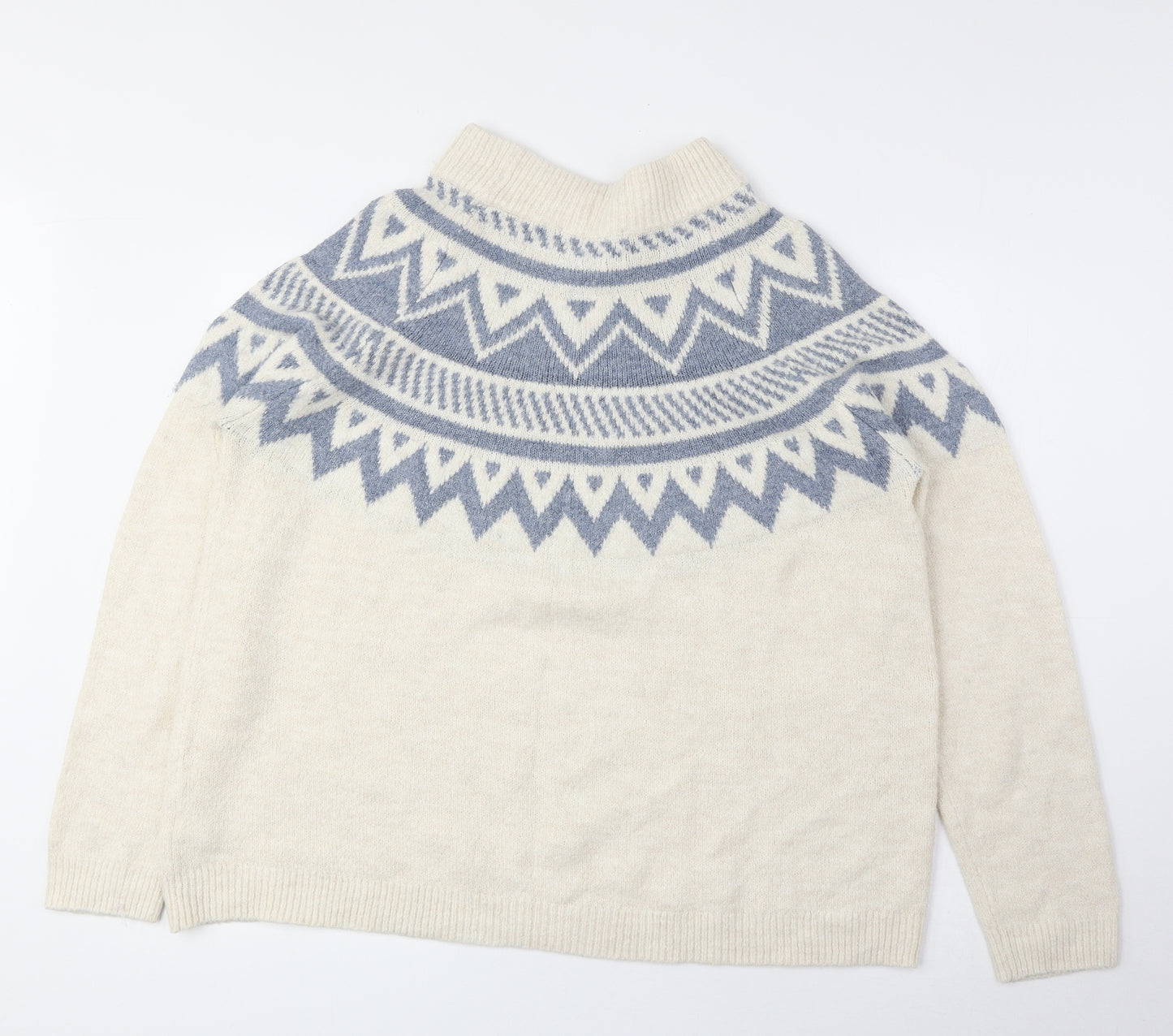 Marks and Spencer Womens Ivory High Neck Acrylic Pullover Jumper Size L