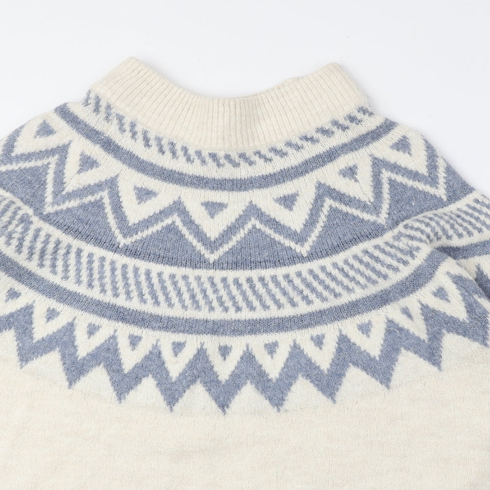Marks and Spencer Womens Ivory High Neck Acrylic Pullover Jumper Size L