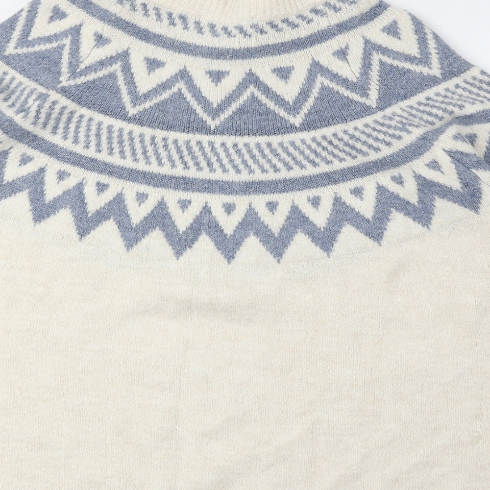 Marks and Spencer Womens Ivory High Neck Acrylic Pullover Jumper Size L