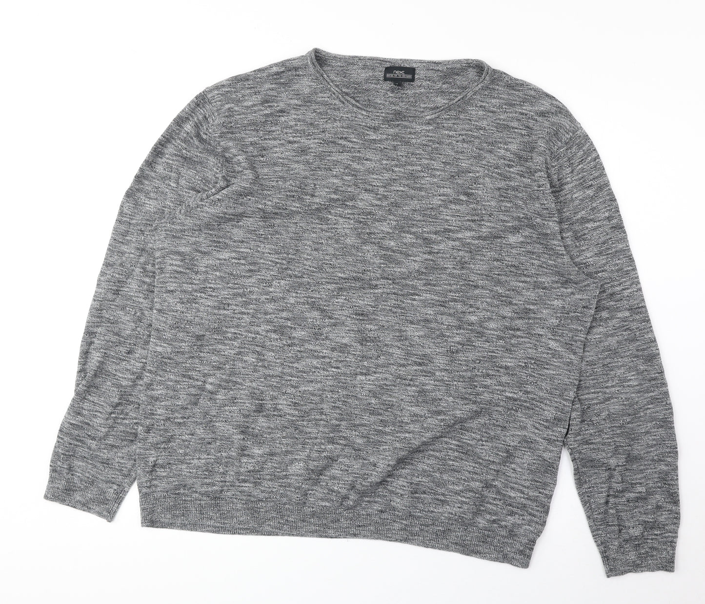 NEXT Mens Grey Round Neck Cotton Pullover Jumper Size XL Long Sleeve