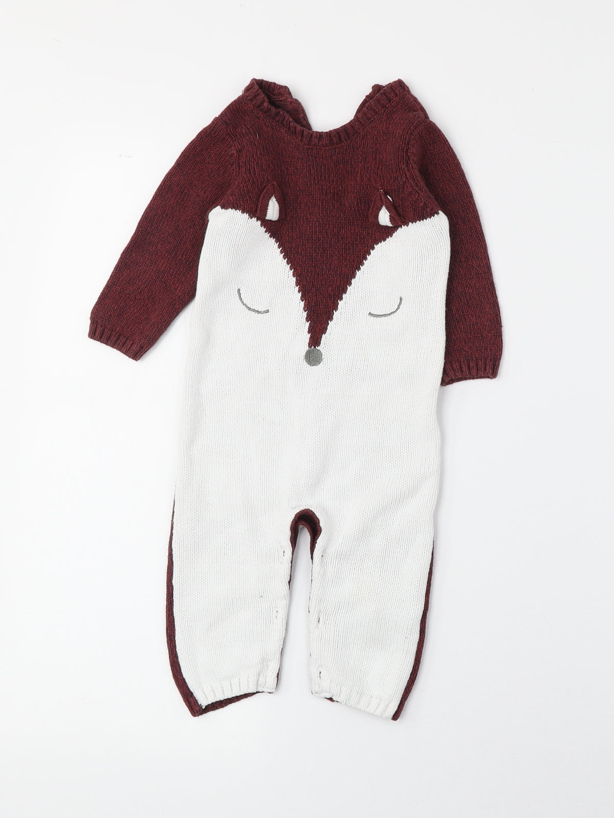 Matalan Baby Red Geometric Cotton Romper Outfit/Set Size 3-6 Months Button - Fox