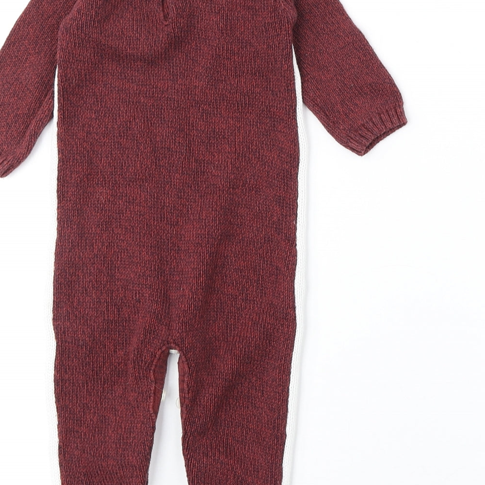 Matalan Baby Red Geometric Cotton Romper Outfit/Set Size 3-6 Months Button - Fox
