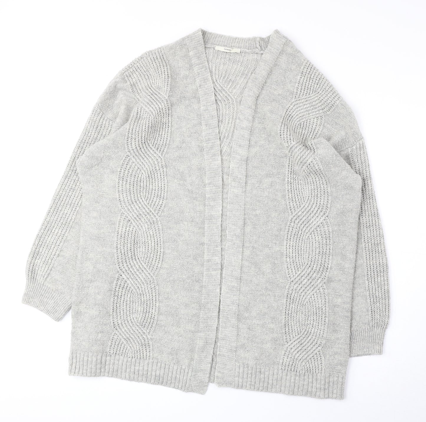 George Womens Grey V-Neck Acrylic Cardigan Jumper Size L