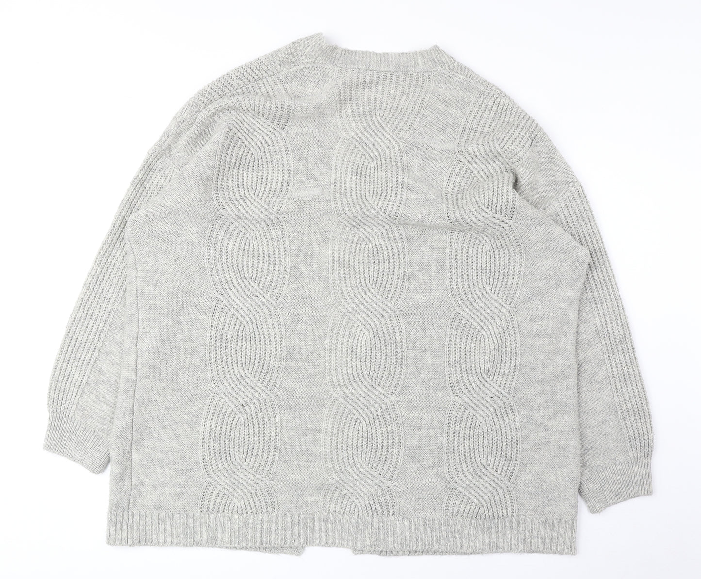 George Womens Grey V-Neck Acrylic Cardigan Jumper Size L