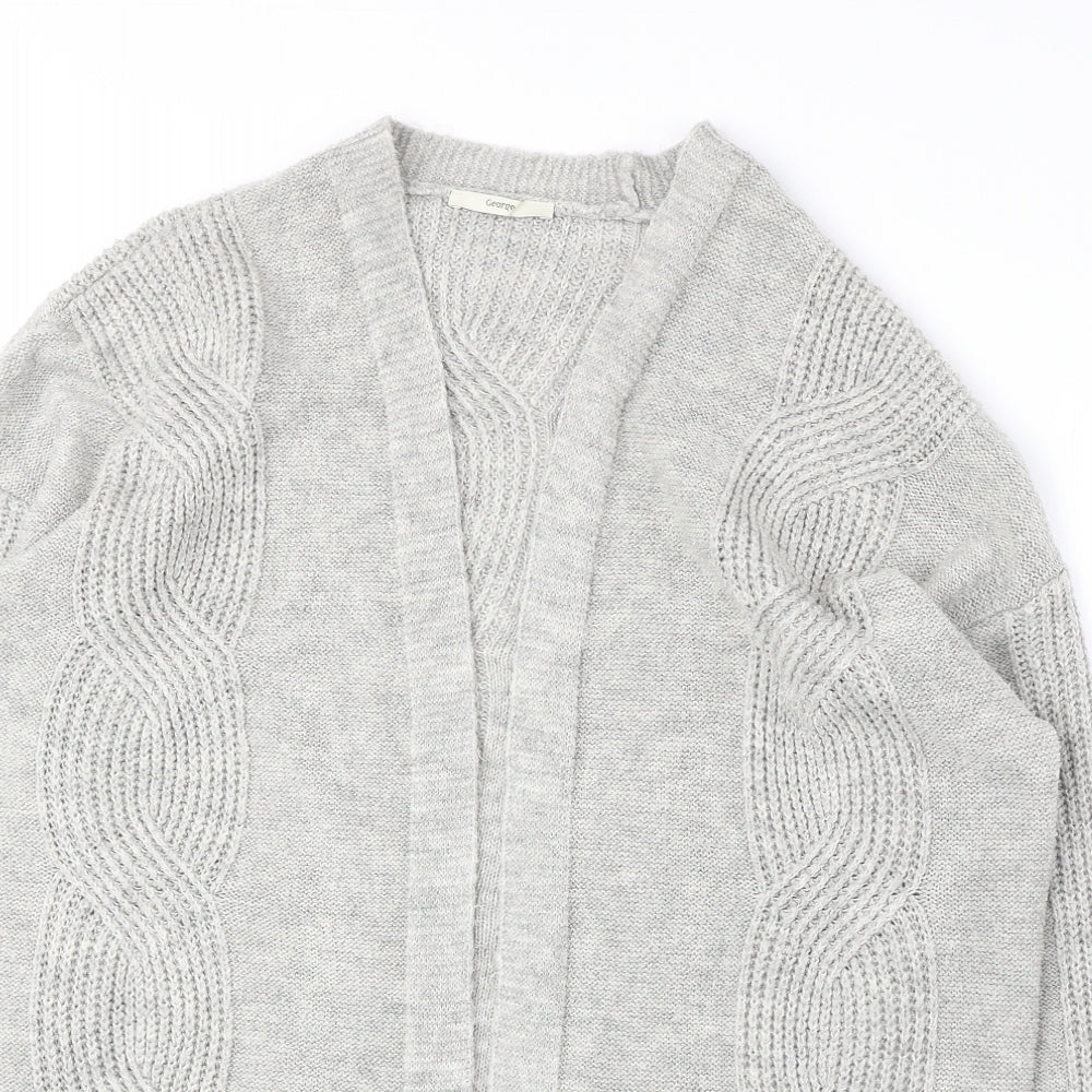 George Womens Grey V-Neck Acrylic Cardigan Jumper Size L