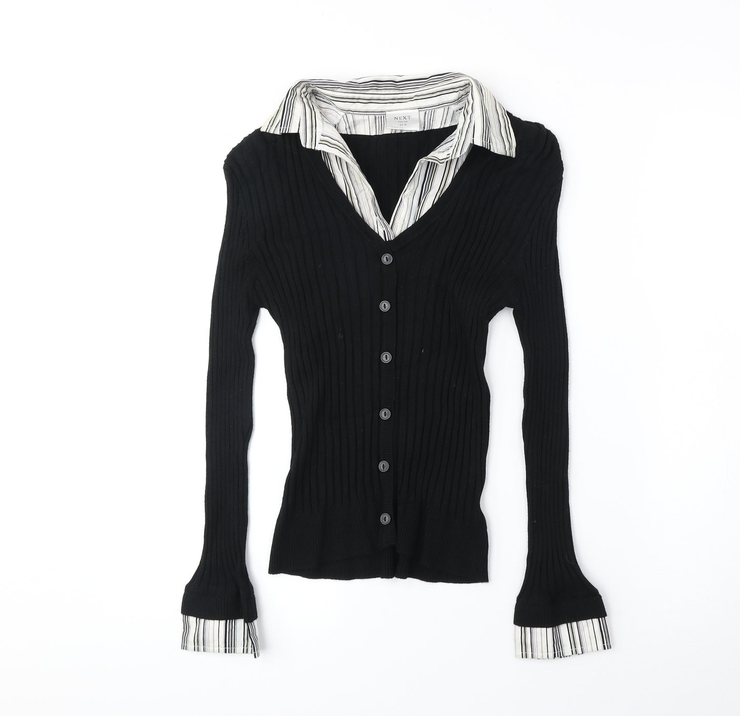 NEXT Womens Black Collared Viscose Cardigan Jumper Size 12 - 2 Piece