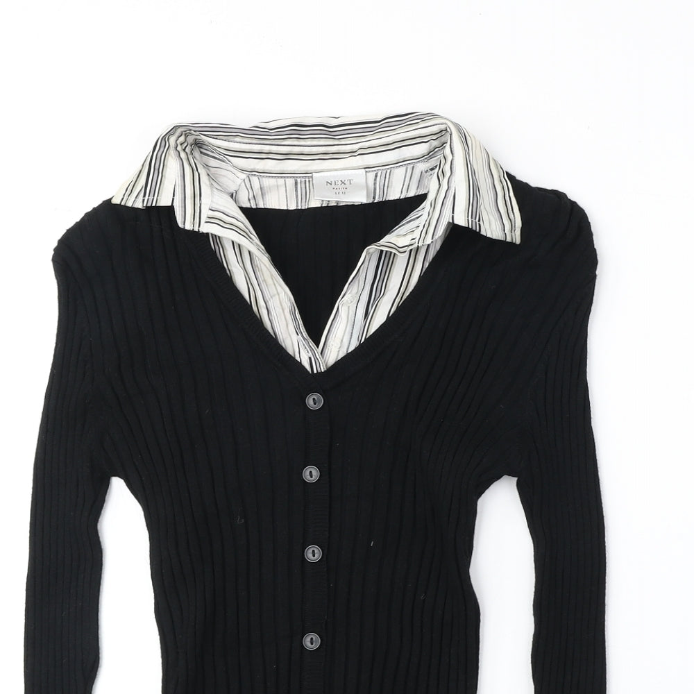 NEXT Womens Black Collared Viscose Cardigan Jumper Size 12 - 2 Piece