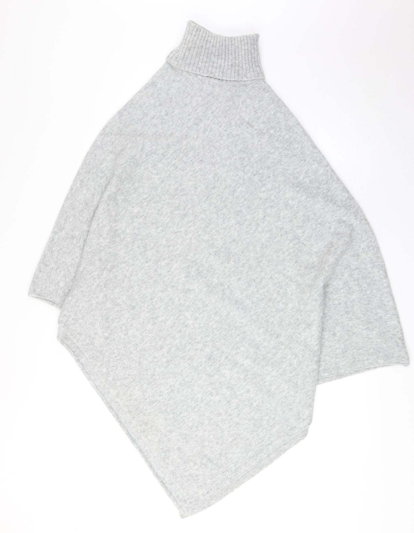 Marks and Spencer Womens Grey Roll Neck Polyester Pullover Jumper One Size - Poncho
