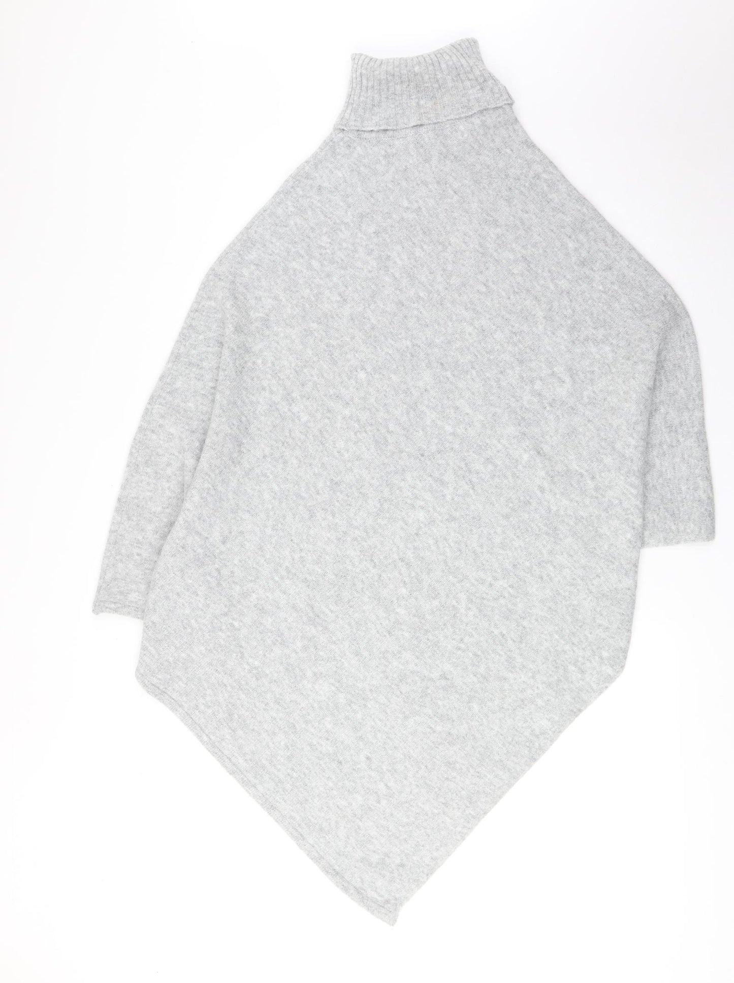 Marks and Spencer Womens Grey Roll Neck Polyester Pullover Jumper One Size - Poncho